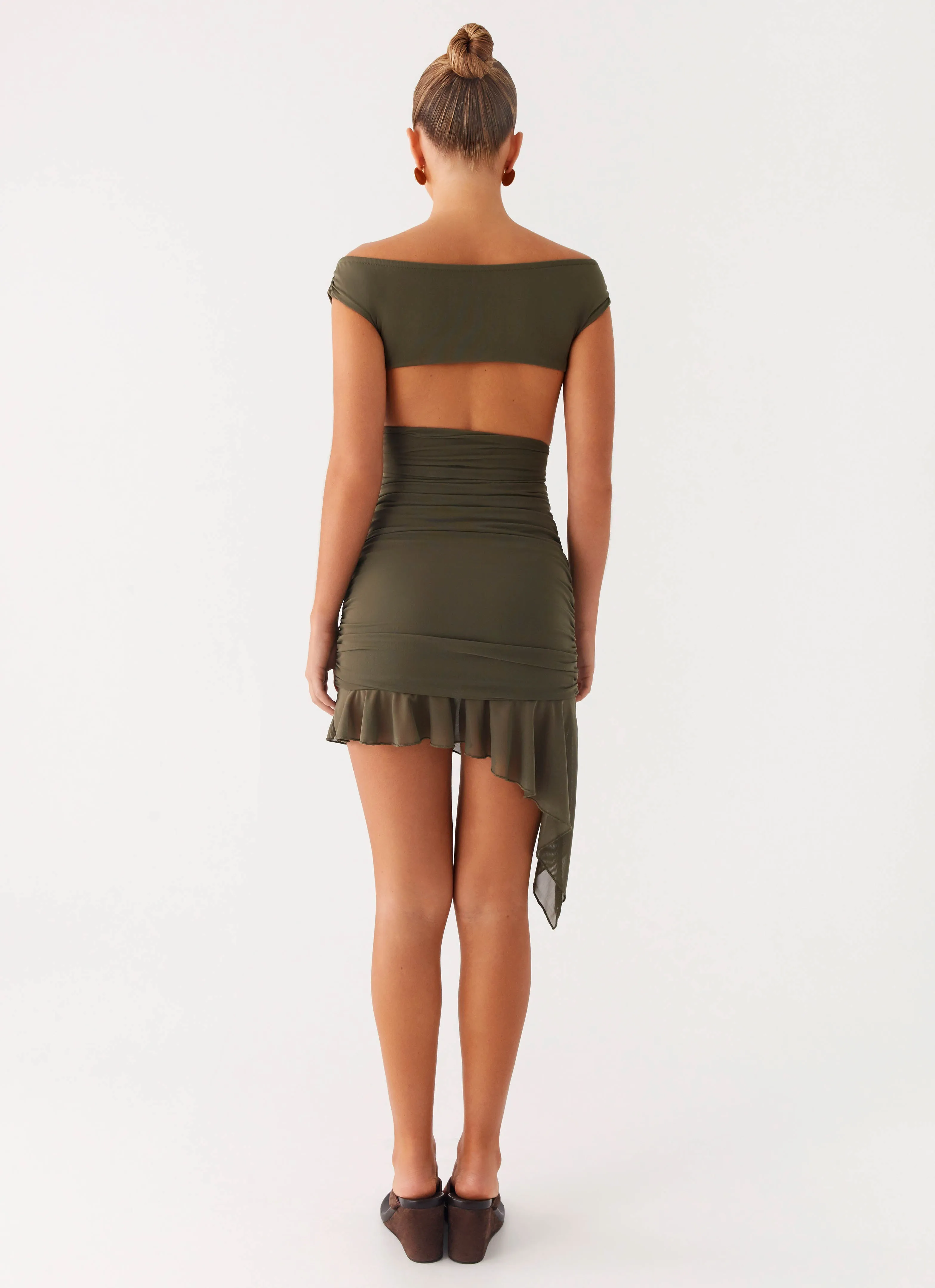 Ivy Whisper Mini Dress - Khaki Natural Silhouette