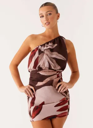 Sleek Flex Indianna Mini Dress - Cinnamon Palm