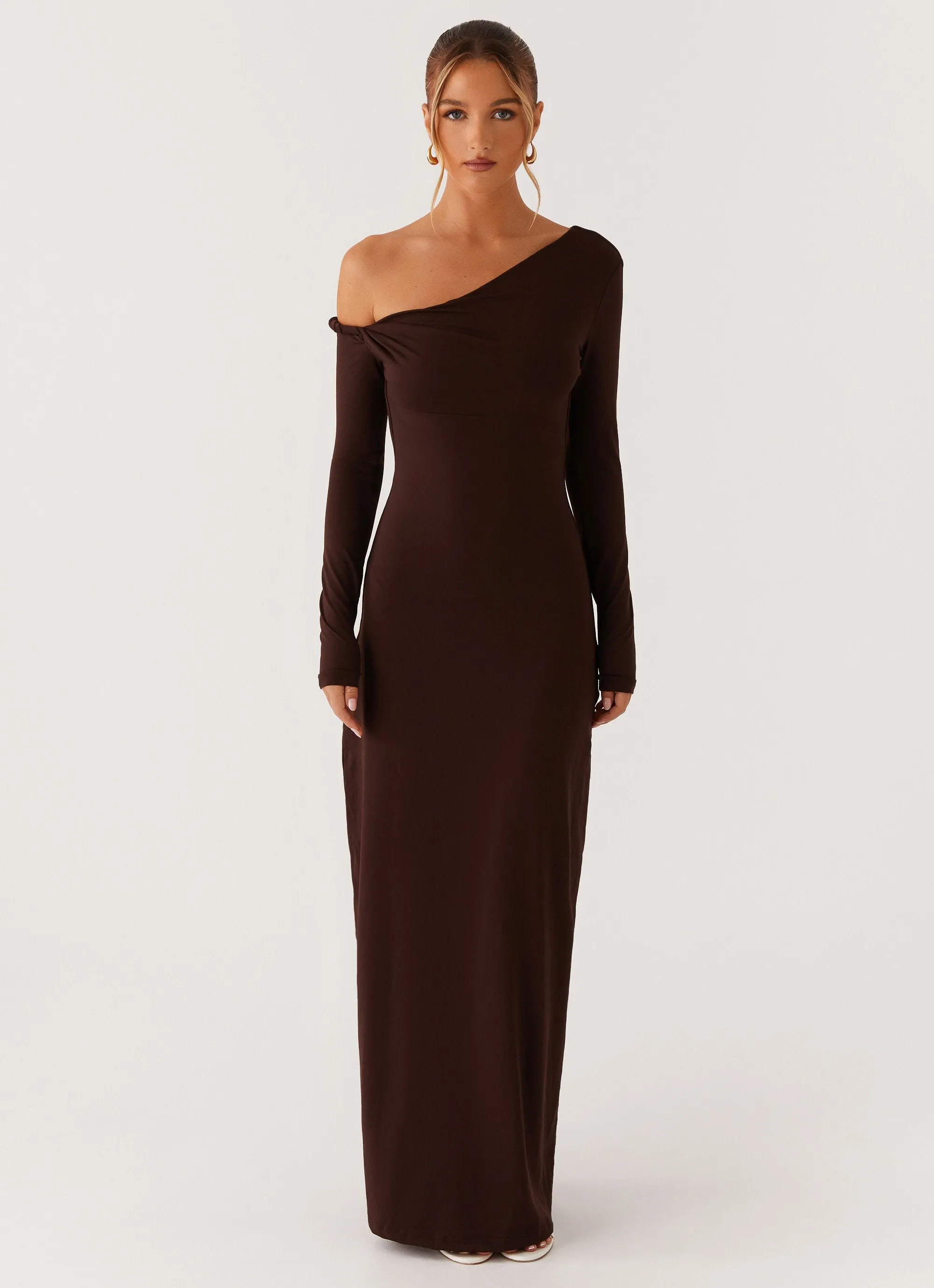 Jordana Twist Maxi Dress - Brown Curve Friendly