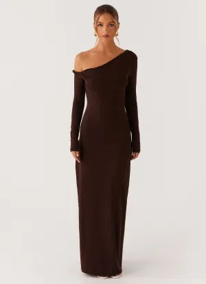 Jordana Twist Maxi Dress - Brown Curve Friendly