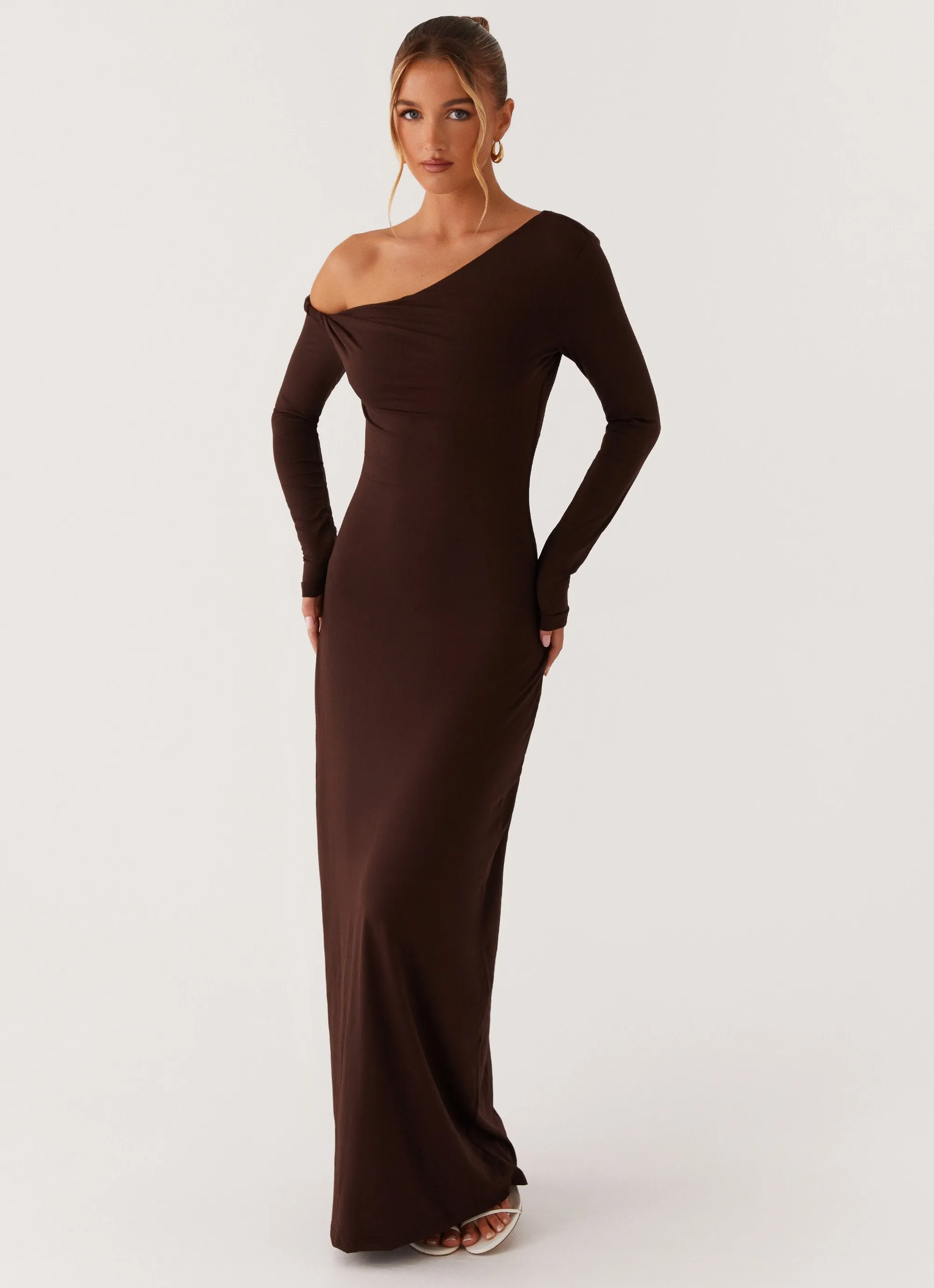 Open Design Capsule-Wardrobe Jordana Twist Maxi Dress - Brown
