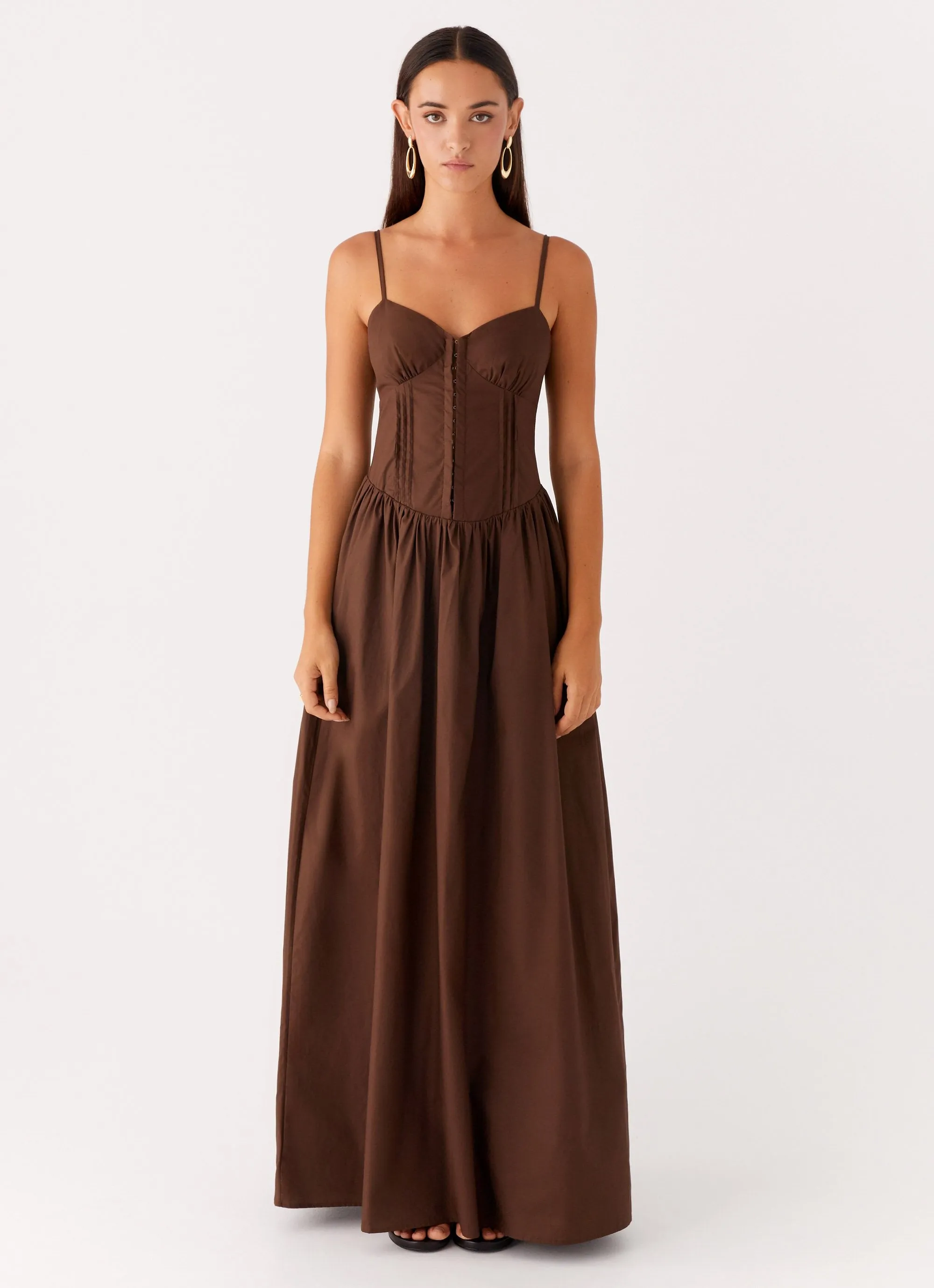 Cerys Maxi Dress - Chocolate Light Sheen
