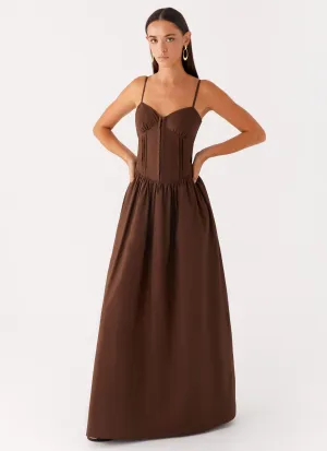 Classic Tailoring Shiny Zip Cerys Maxi Dress - Chocolate