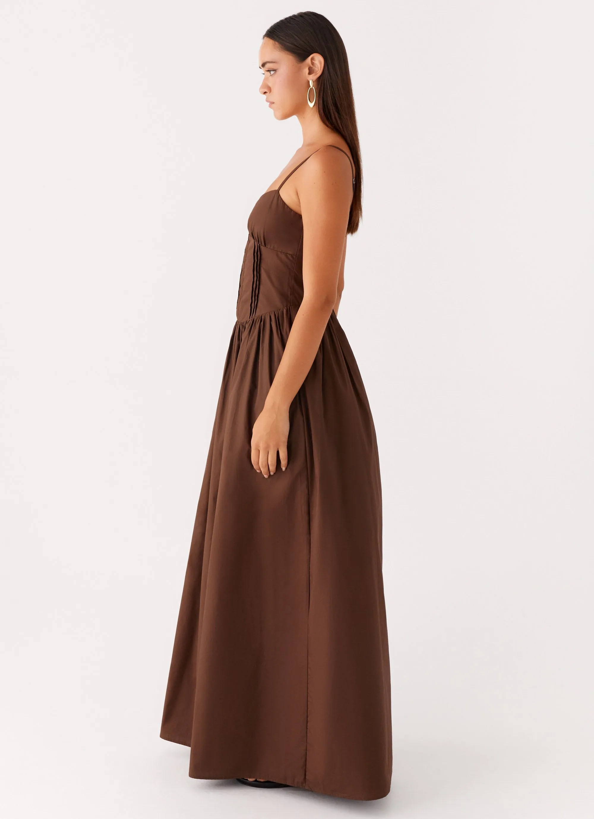 Flattering Silhouette Cerys Maxi Dress - Chocolate