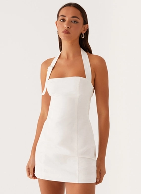 Julianna Linen Mini Dress - White Polite Color