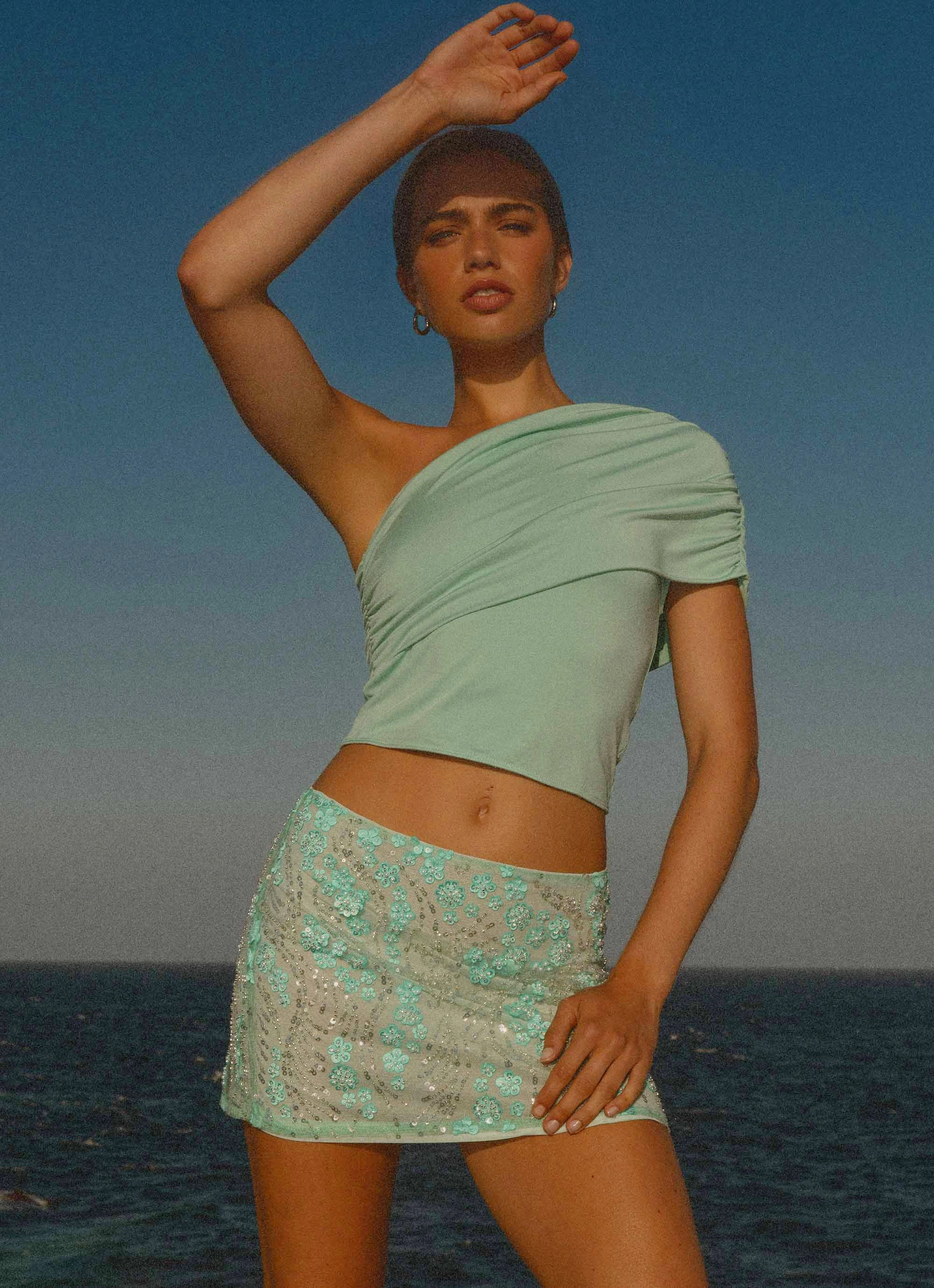 Minimal Comfort Kandi Mini Skirt - Mint