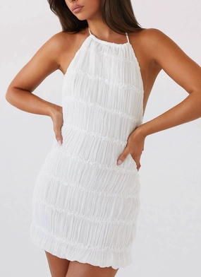 Flowy summer gown Bell-Sleeve Aullie Mini Dress - White