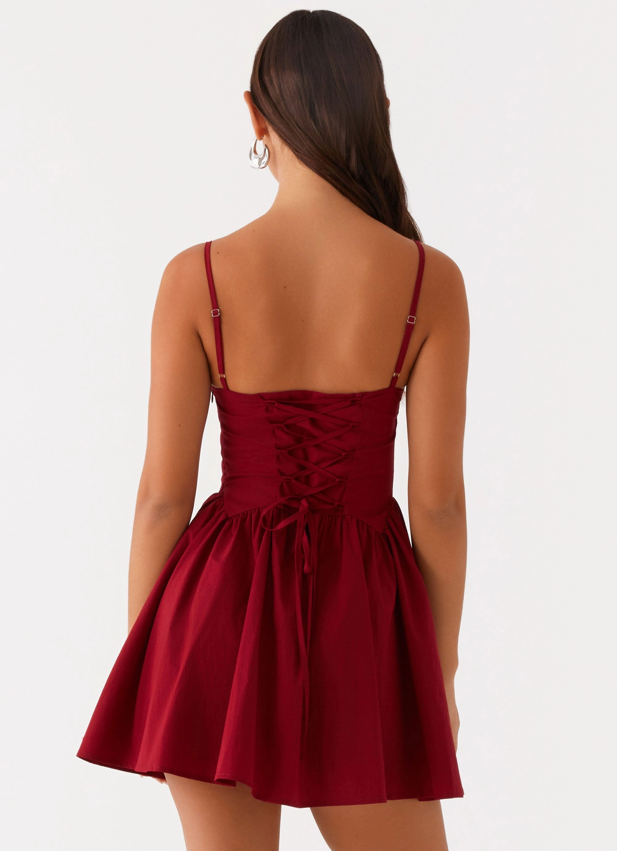 Tesoro Mio Mini Dress - Maroon Sage Detail Sculpted Form