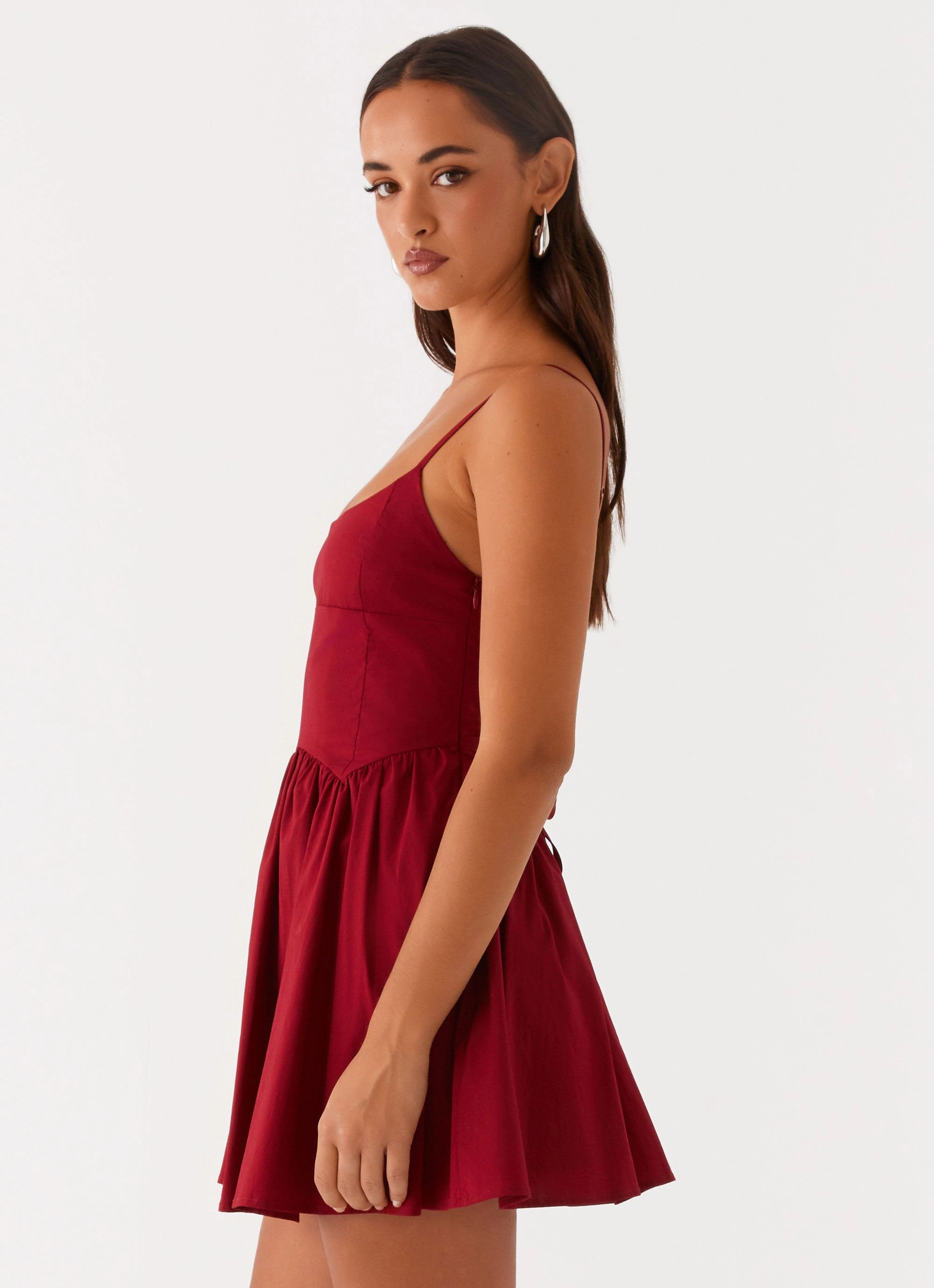 Tesoro Mio Mini Dress - Maroon Minimal Fit