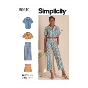 Simplicity Pattern SS9610 Misses' Set of Tops, Cropped Pants and Shorts
