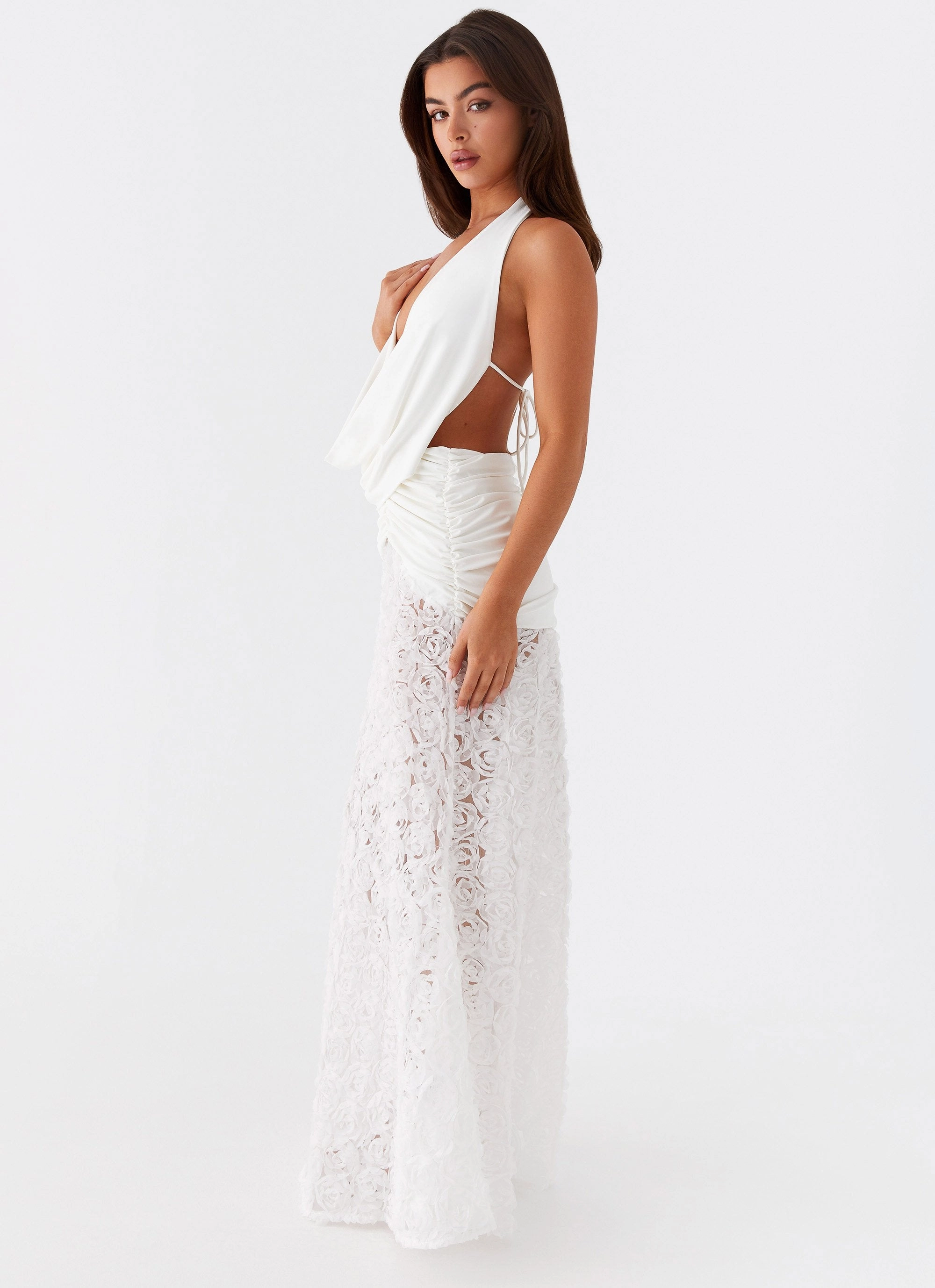 Grass Soft Modern Form Kita Textured Maxi Dress - White