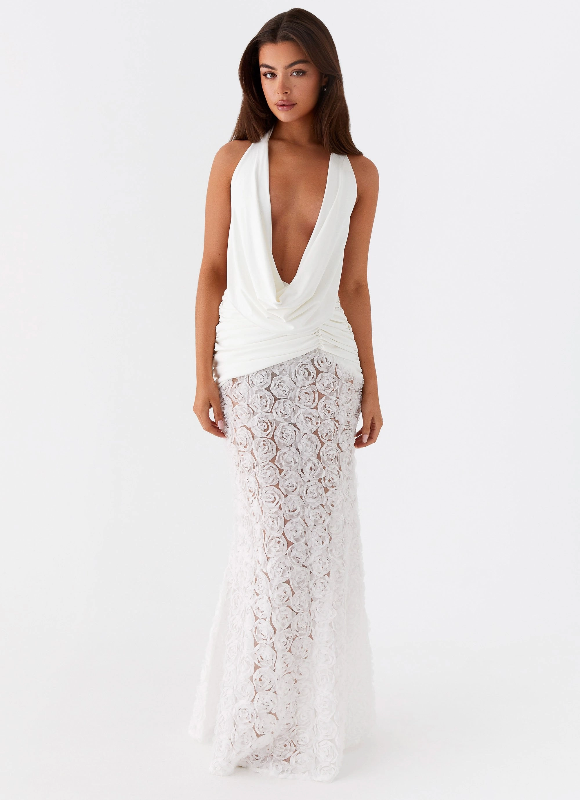 Kita Textured Maxi Dress - White Comfortable Design Wear Relaxed Vibe