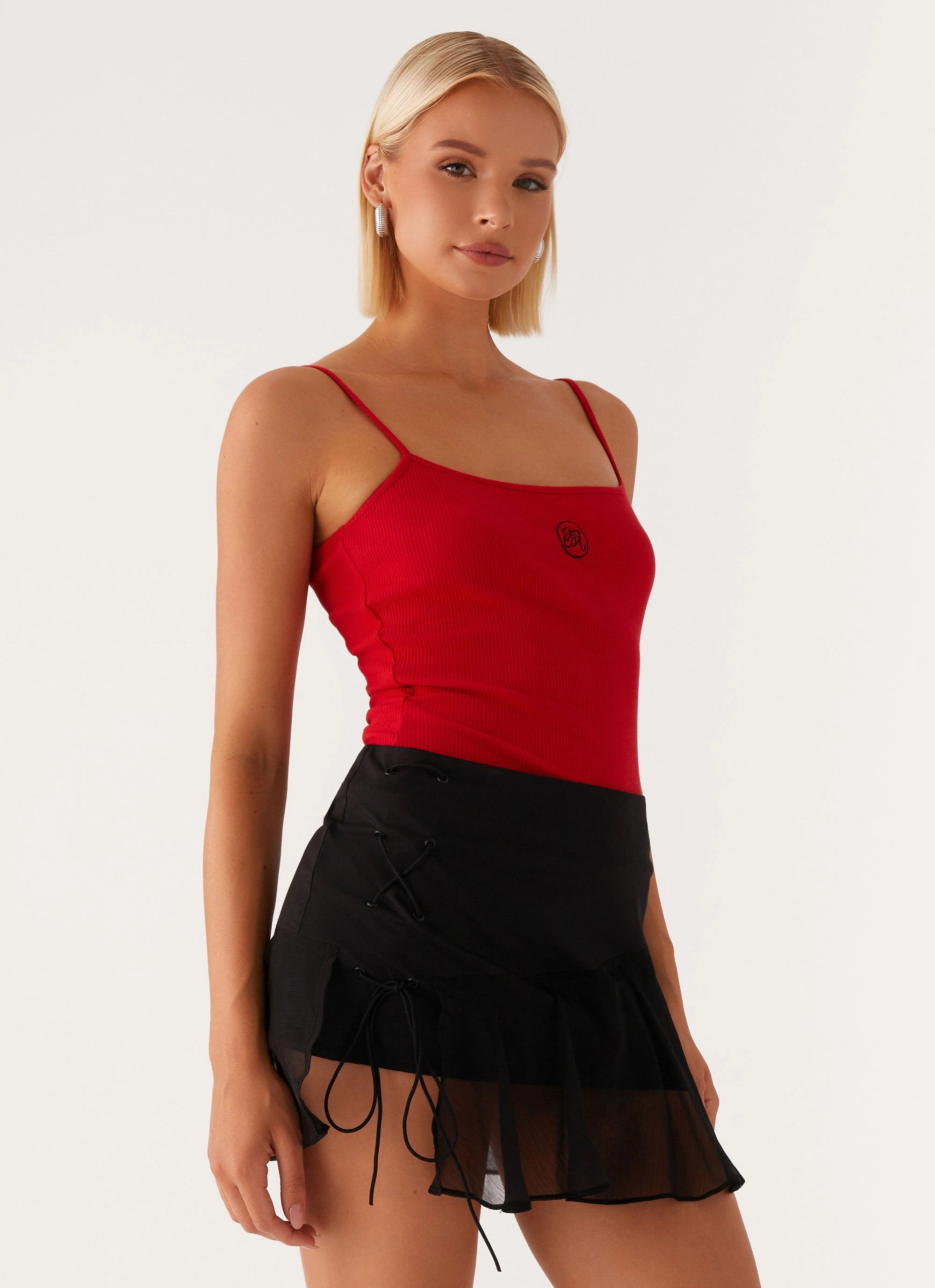 Non Restrictive Fit Siobhan Tie Side Mini Skirt - Black