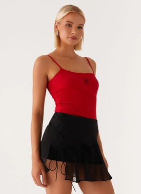 Non Restrictive Fit Siobhan Tie Side Mini Skirt - Black