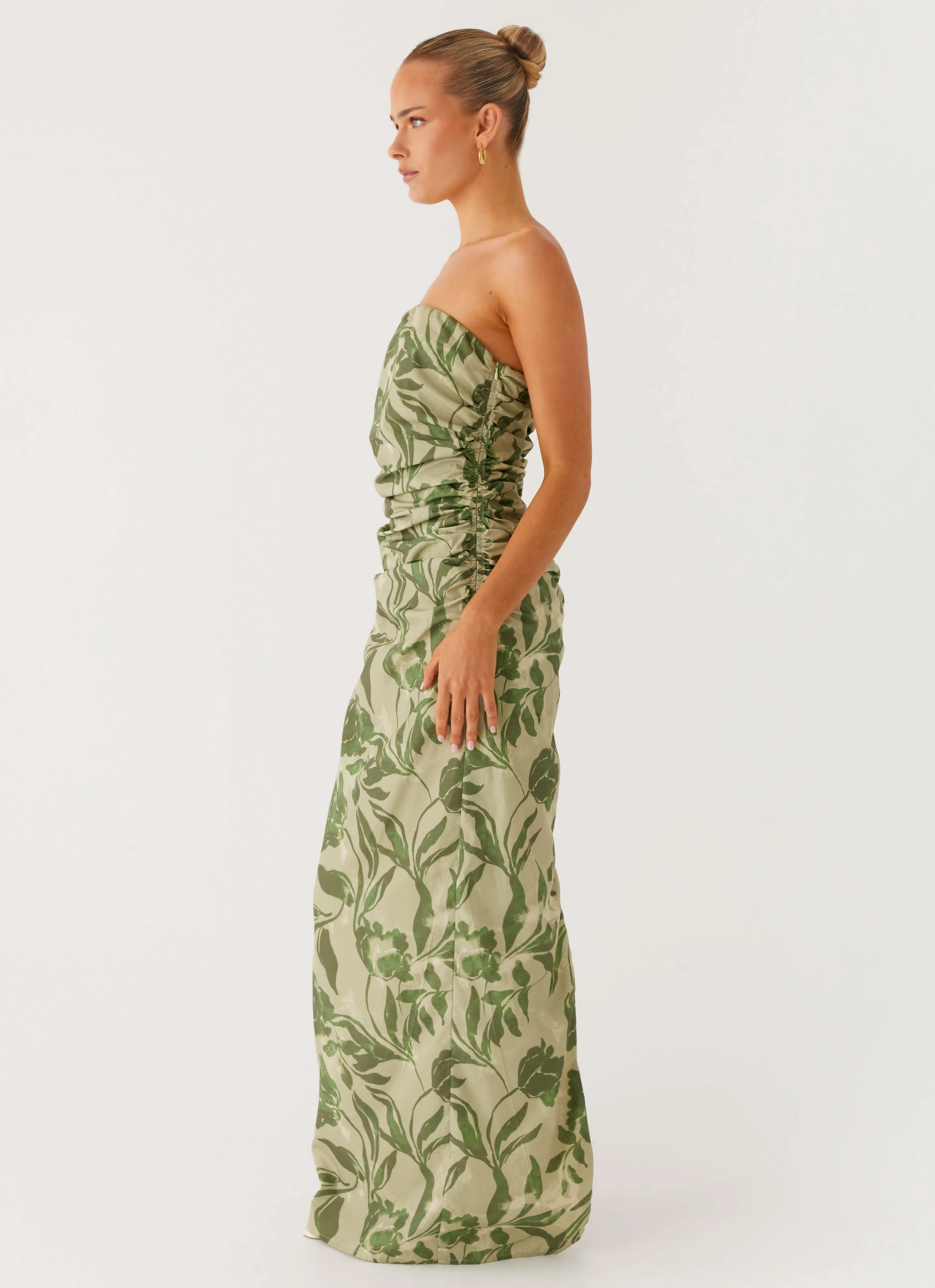 Sirrah Maxi Dress - Jade Fern Elegant Layers Shine Skin