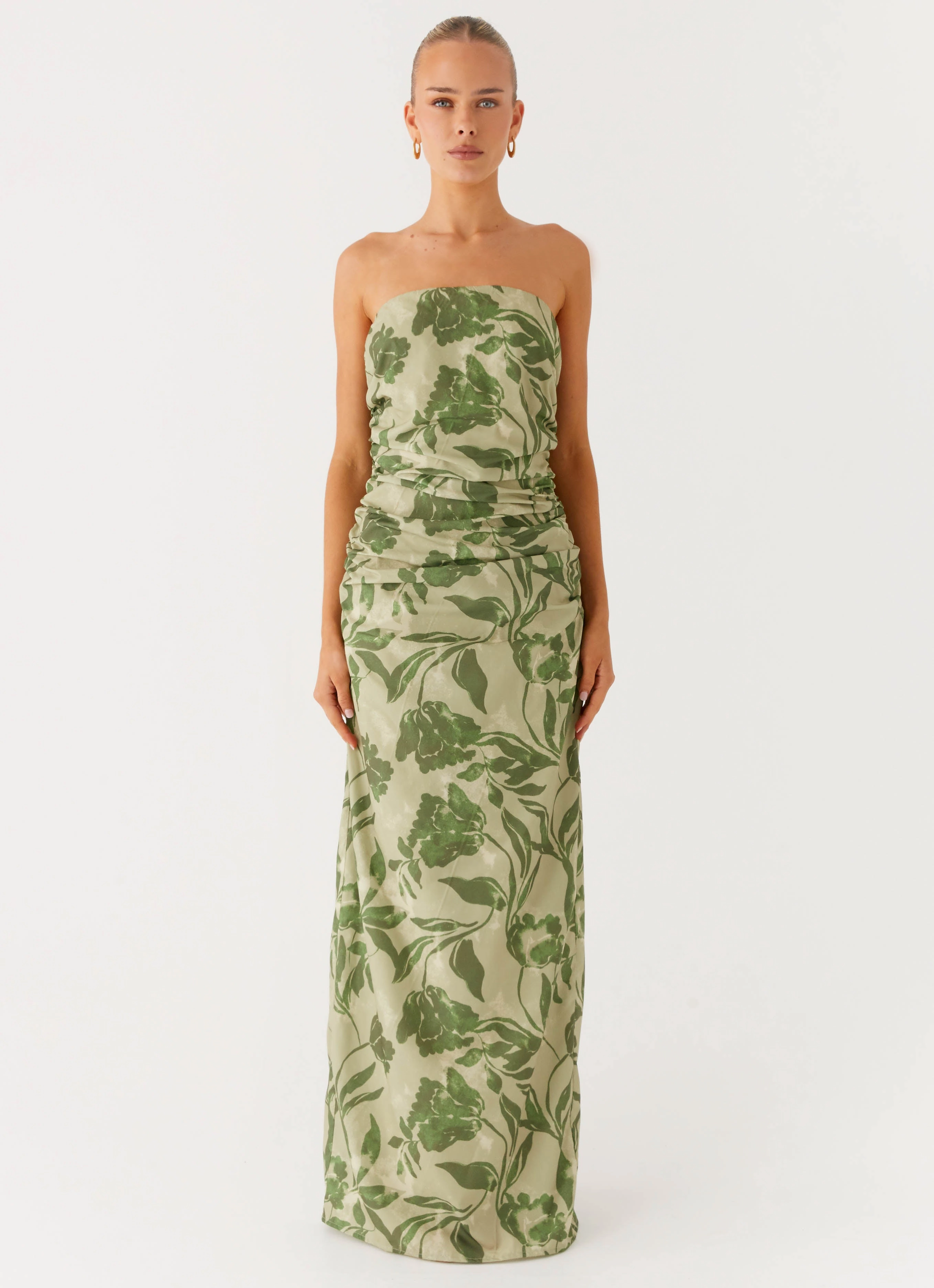Sirrah Maxi Dress - Jade Fern Soft Drape Subtle pattern