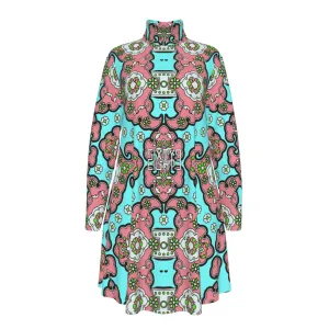 Sixty Eight 93 Logo White Women's High Neck Long Sleeve Dress #15