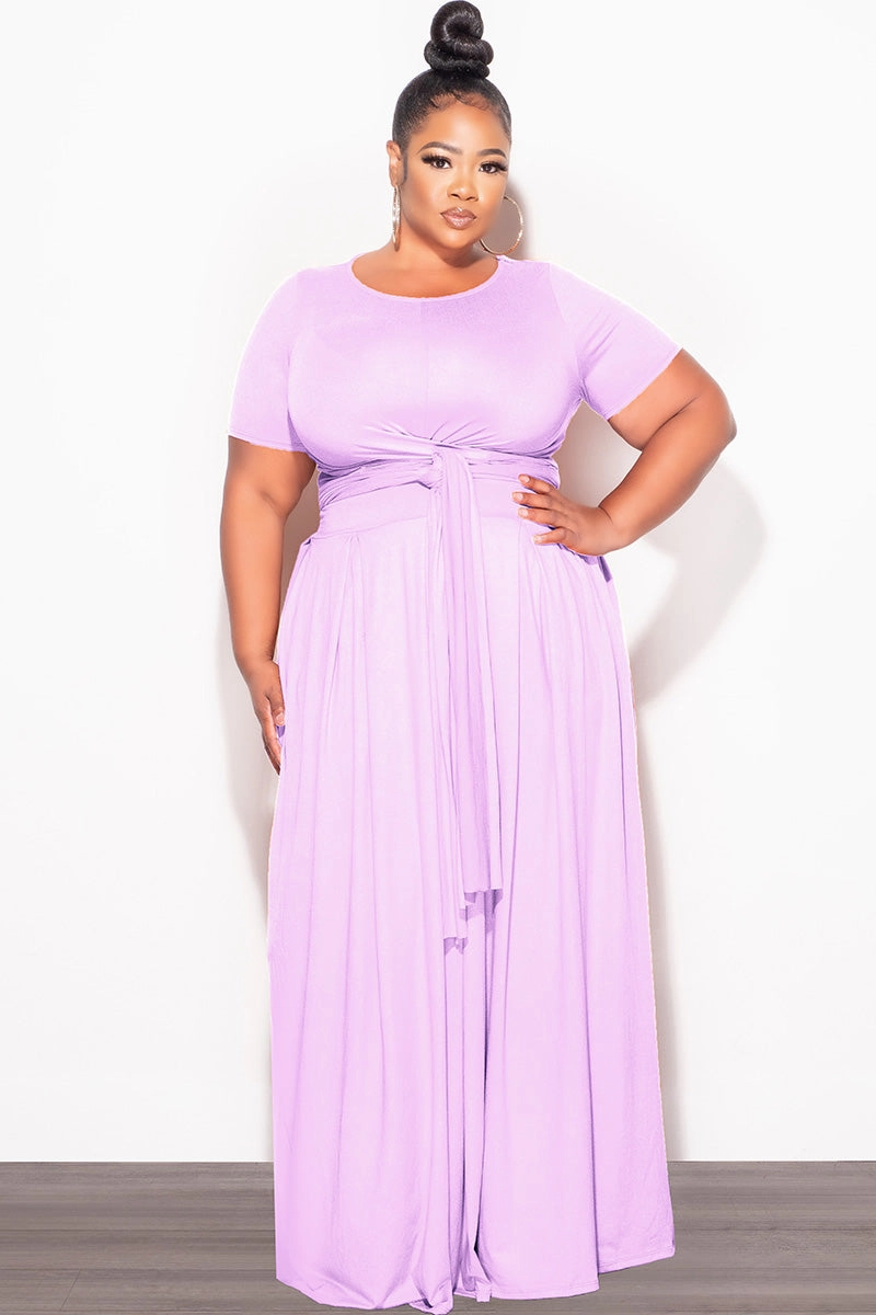Double Stitched Seams Final Sale Size 2pc Tie Top Maxi Skirt Set in Lavender