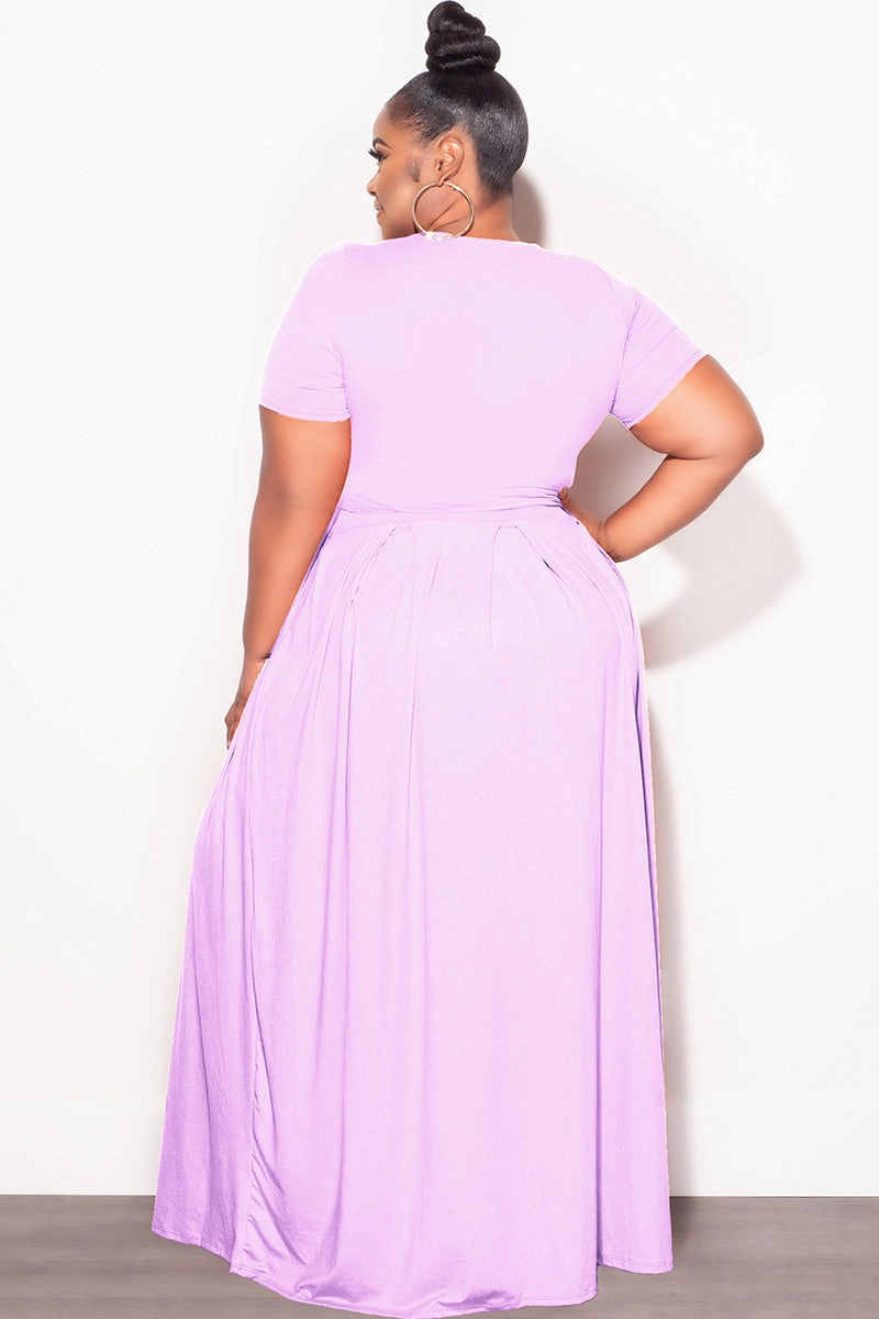 Structured fabric Smooth zipper closure Final Sale Size 2pc Tie Top Maxi Skirt Set in Lavender