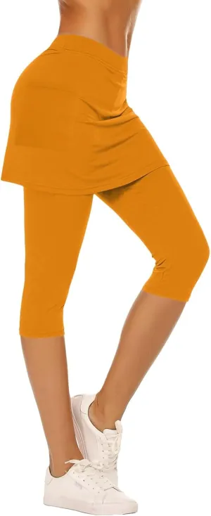 Skirt Pants for Women 2025 Summer Tennis Golf Skorts Cute Hight Waisted Tummy Control Yoga Capri Leggings with Skirts