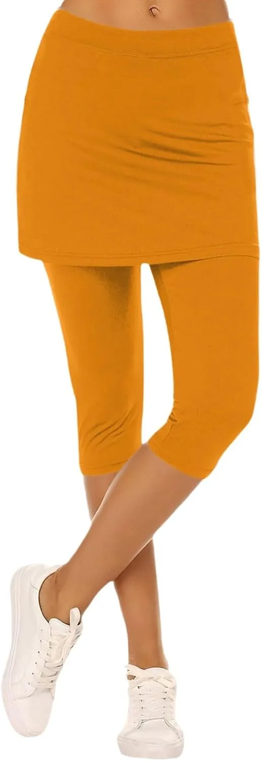 Skirt Pants for Women 2025 Summer Tennis Golf Skorts Cute Hight Waisted Tummy Control Yoga Capri Leggings with Skirts