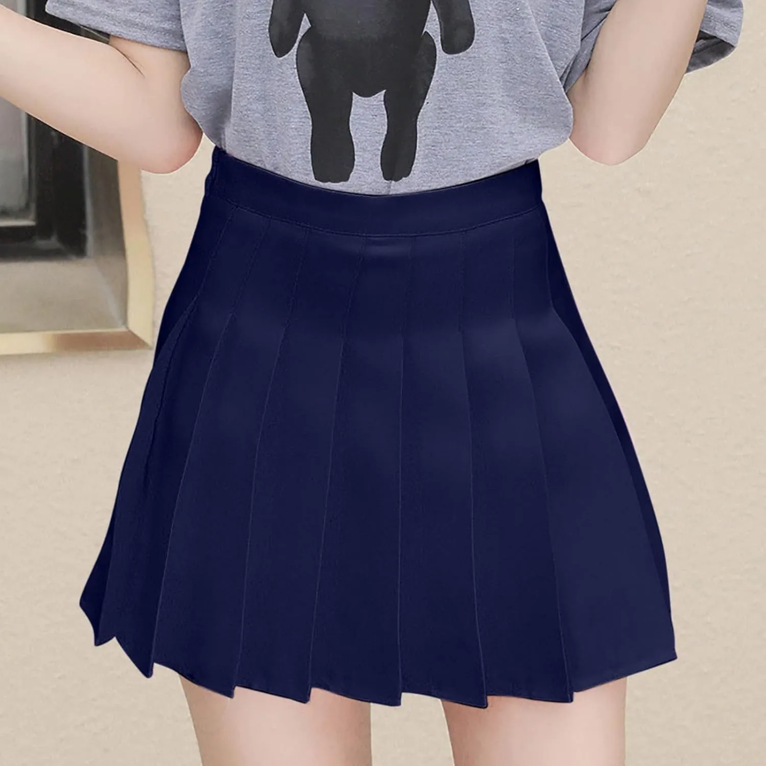 Skirts for Women High Waist Chain A-Line Skirt High Waist Check Pleated Fairy Mini Skirt Skater School Rainbow
