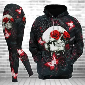 Skull Gothic Rose Artwork Combo Hoodie and Leggings