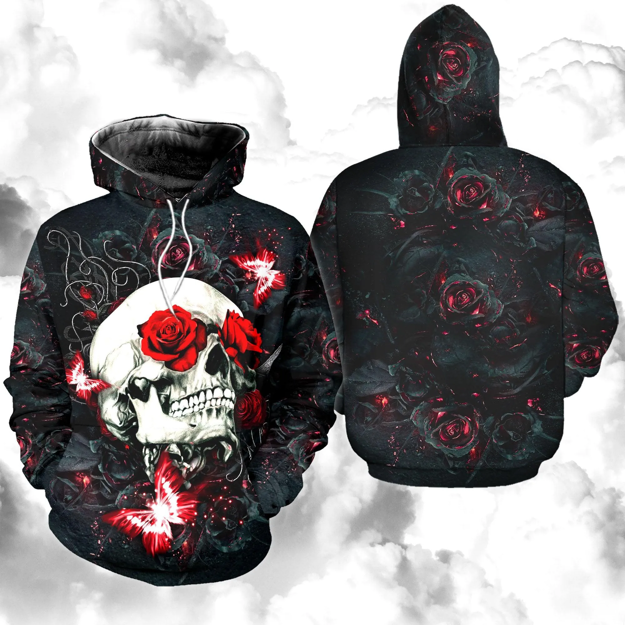 Skull Gothic Rose Artwork Combo Hoodie and Leggings