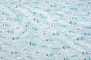 Sky Blue Floral Printed Modal Silk Cotton Fabric