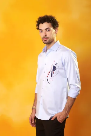Sky Blue Shirt with Abstract Embroidery
