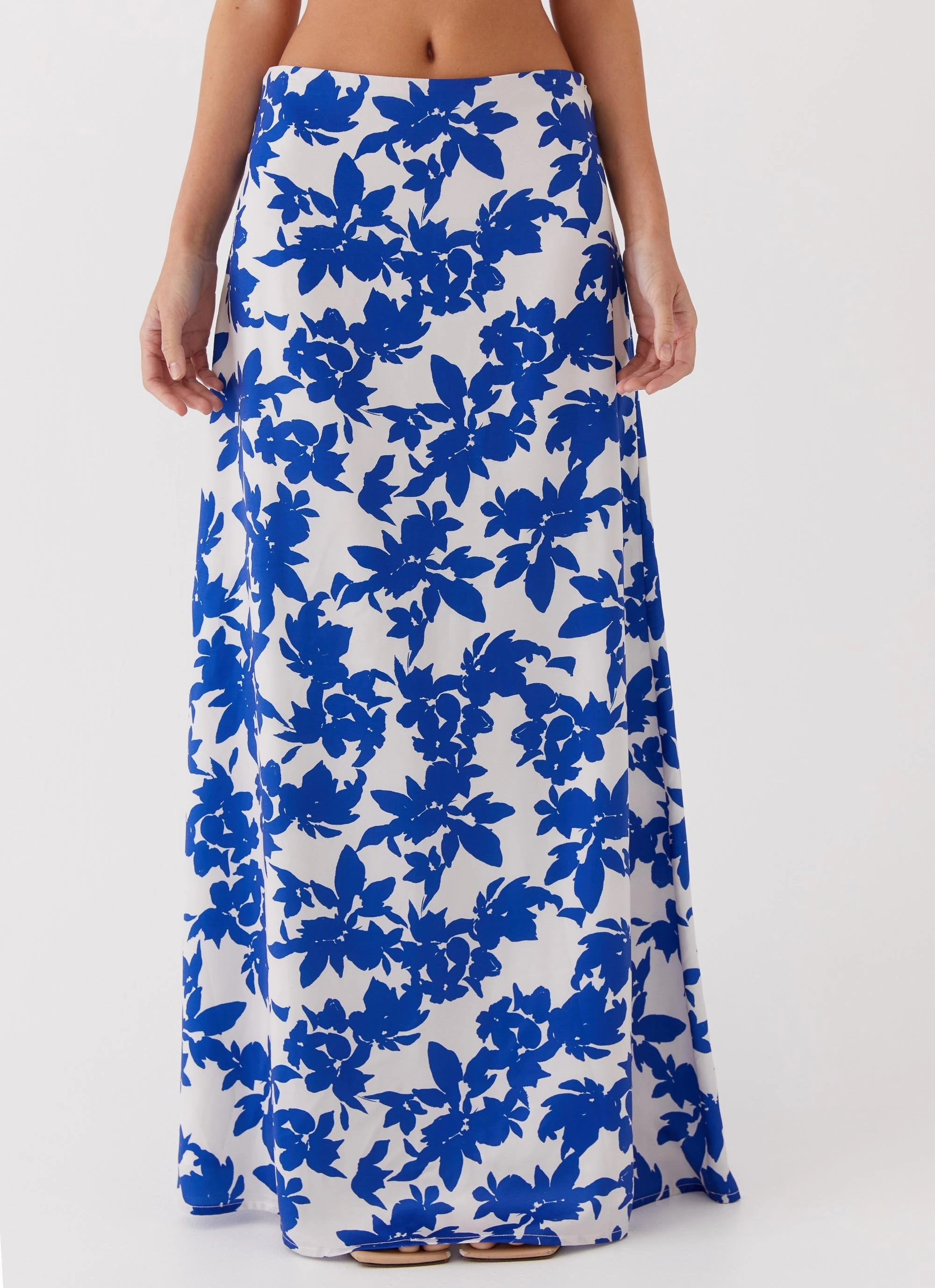 Sky Gaze Low Rise Maxi Skirt - Blue Floral WaterproofTechnology