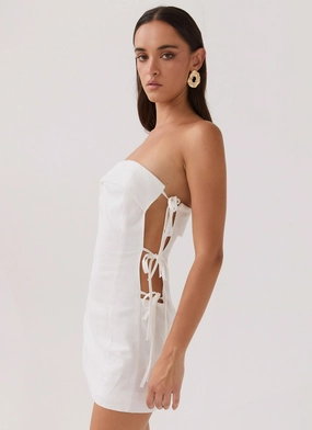 Aura Tie Tube Dress - White Repair-Friendly