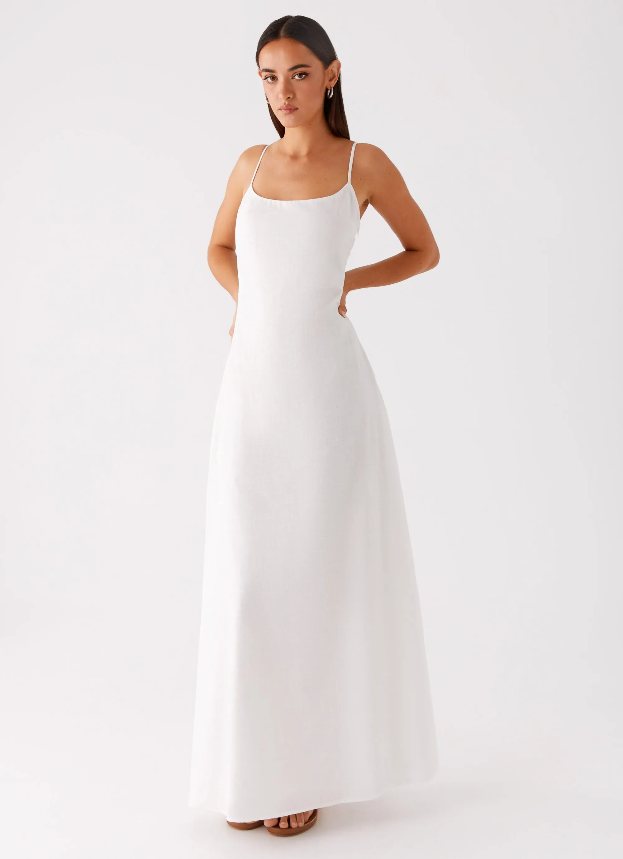 Madeleine Scoop Neck Maxi Dress - Off White Blush Glow