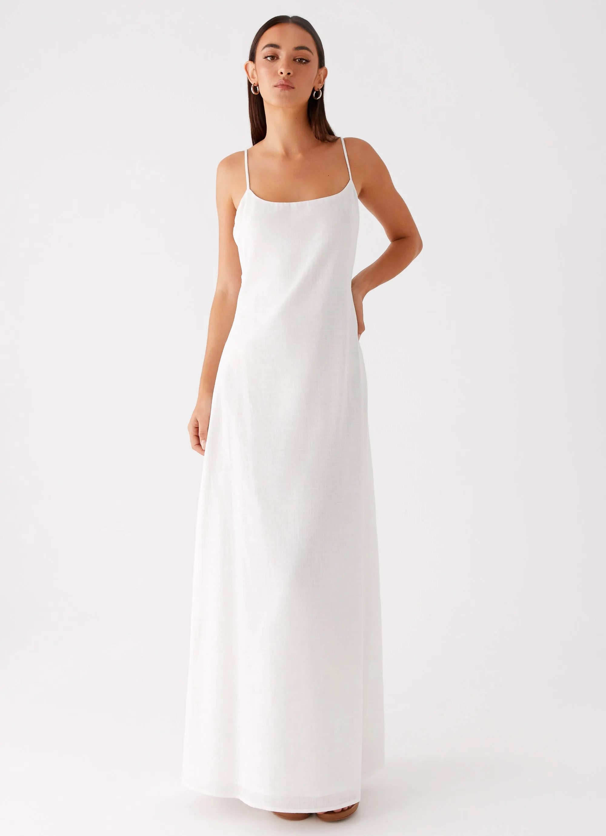Madeleine Scoop Neck Maxi Dress - Off White Sheer-Overlay Work-to-Play Wear