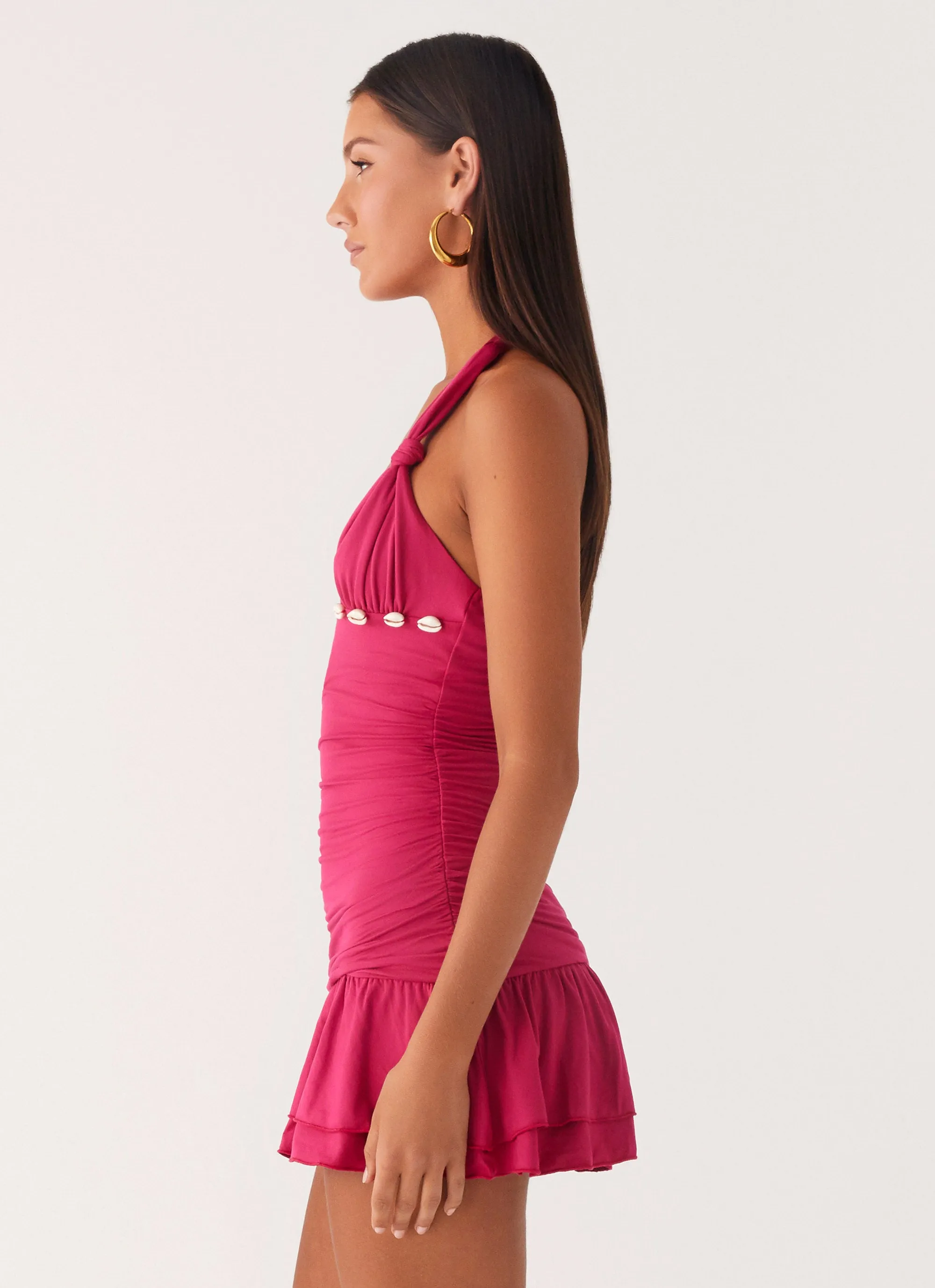 Payback Shell Trim Mini Dress - Fuchsia Comfortable and Fashionable