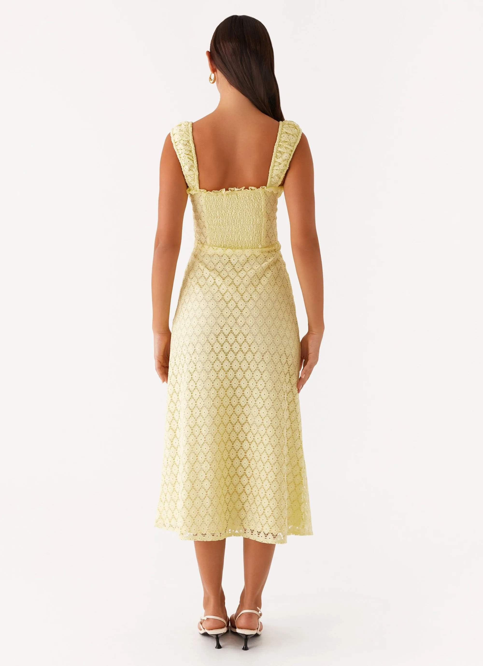 Comfortable shift dress Keziah Tie Front Midi Dress - Lemon