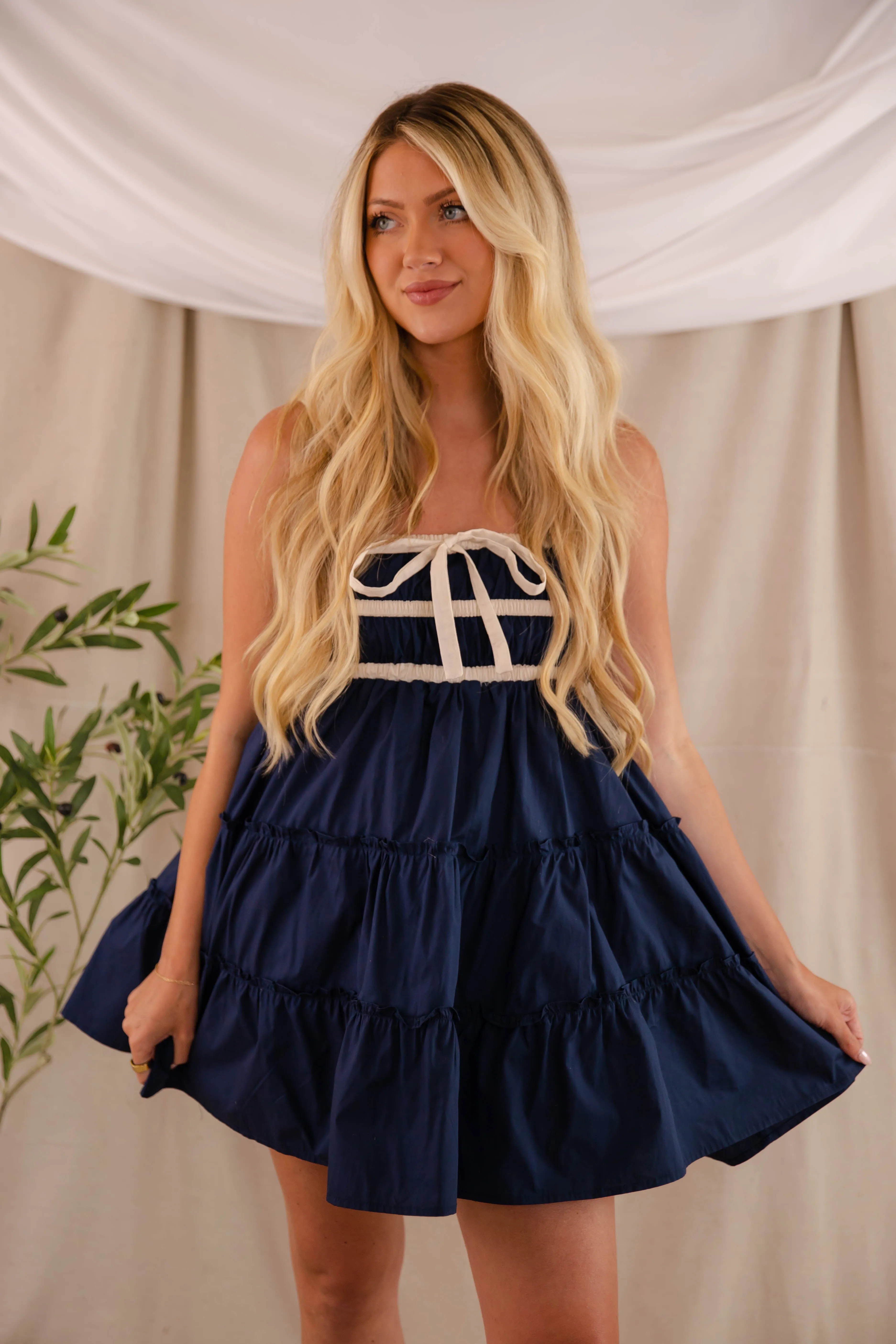 Owe It To Myself Dress- Navy Cozy Vibe Sleek Outline