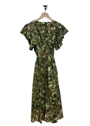 Ulla Johnson Darya Drop Waist Midi Dress Lichen Calm Touch