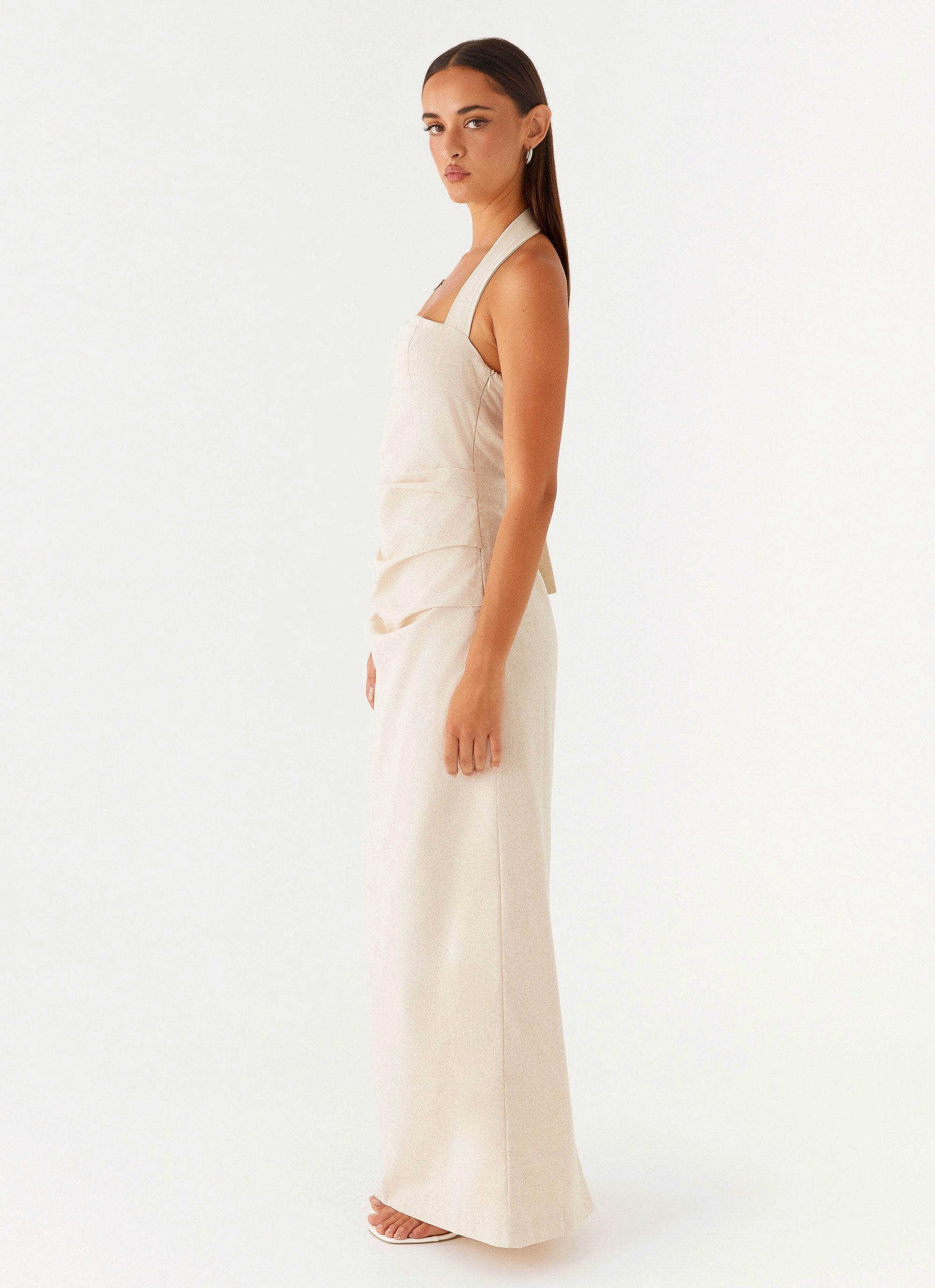 Night Out ruffle trim Rumour Has It Maxi Dress - Oatmeal