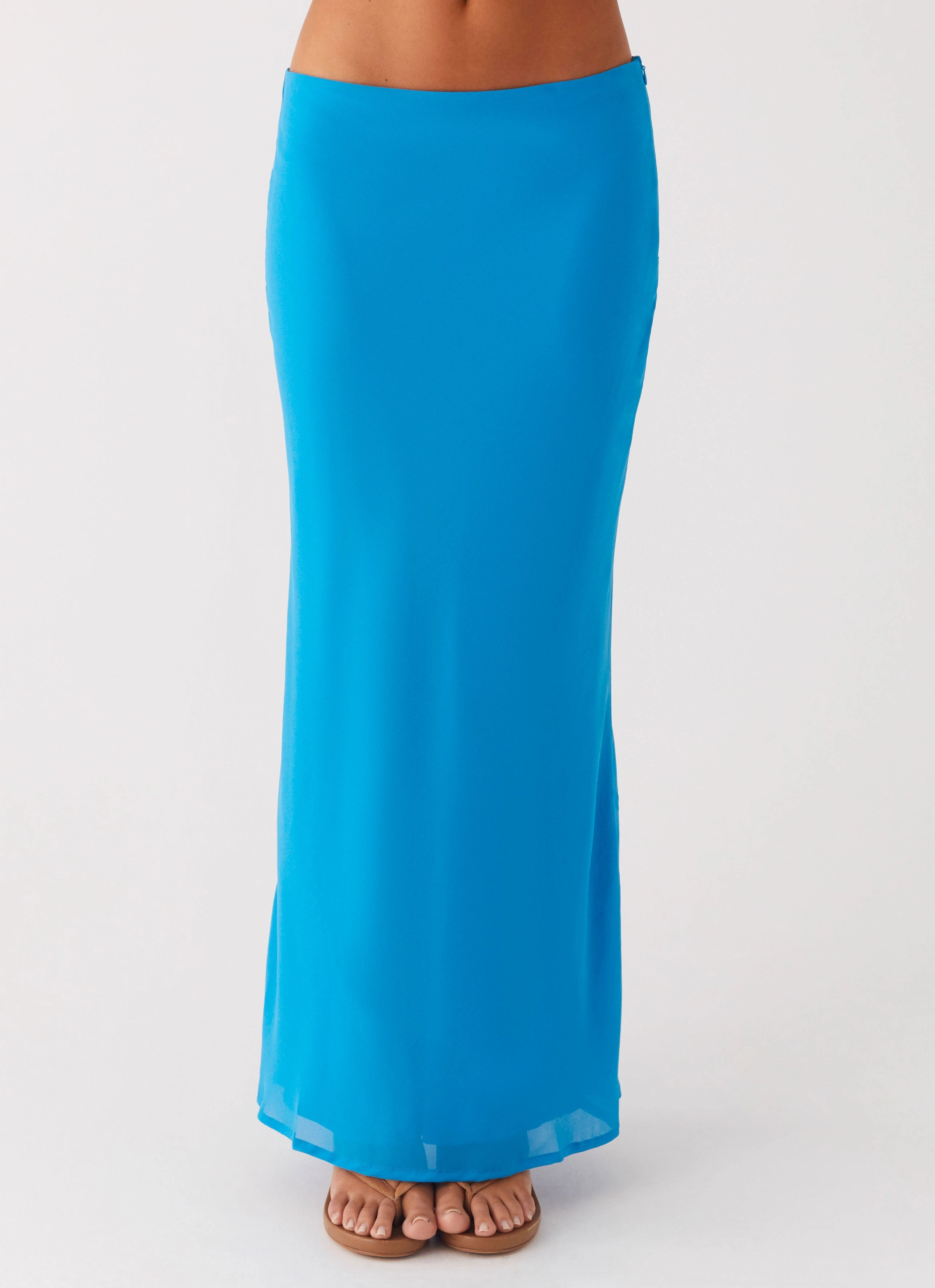 Another Life Chiffon Maxi Skirt - Turquoise Full Flex Wrinkle Resistant Finish