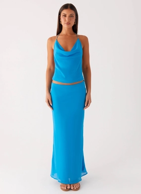 Base Layer Another Life Chiffon Maxi Skirt - Turquoise