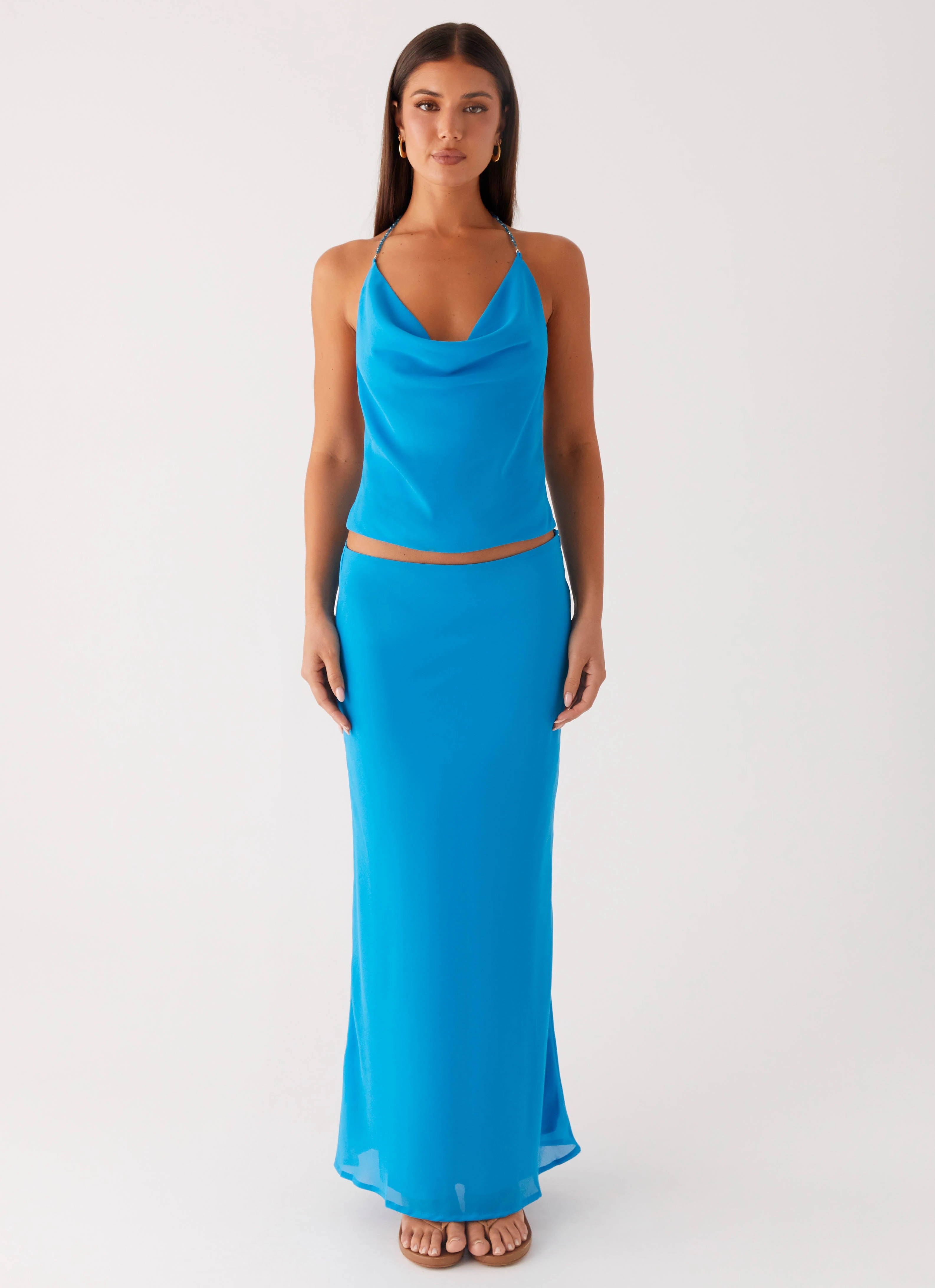 Base Layer Another Life Chiffon Maxi Skirt - Turquoise
