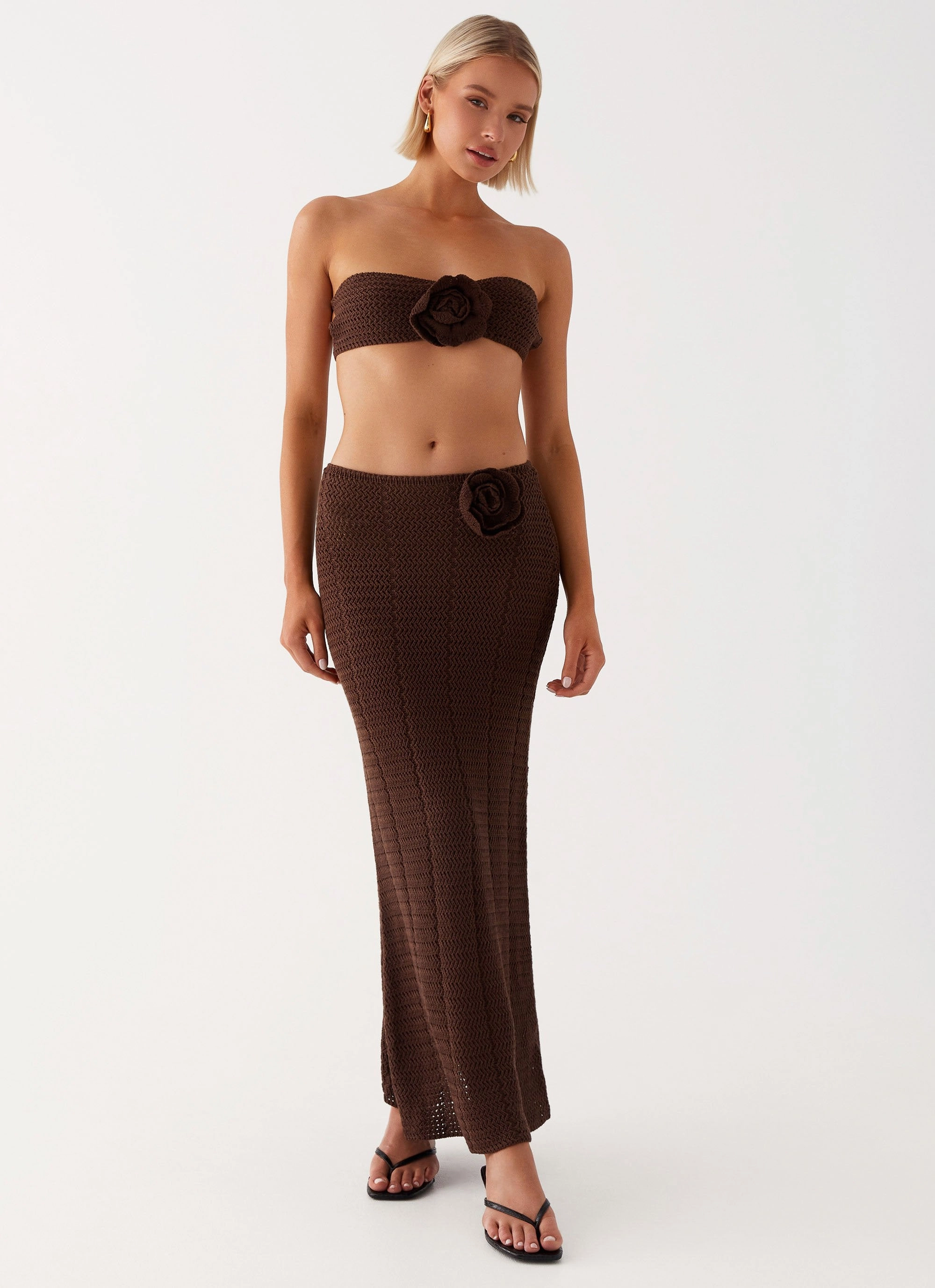 Kelcie Rose Crochet Maxi Skirt - Chocolate NoBuckleDesign NonChafingLegs