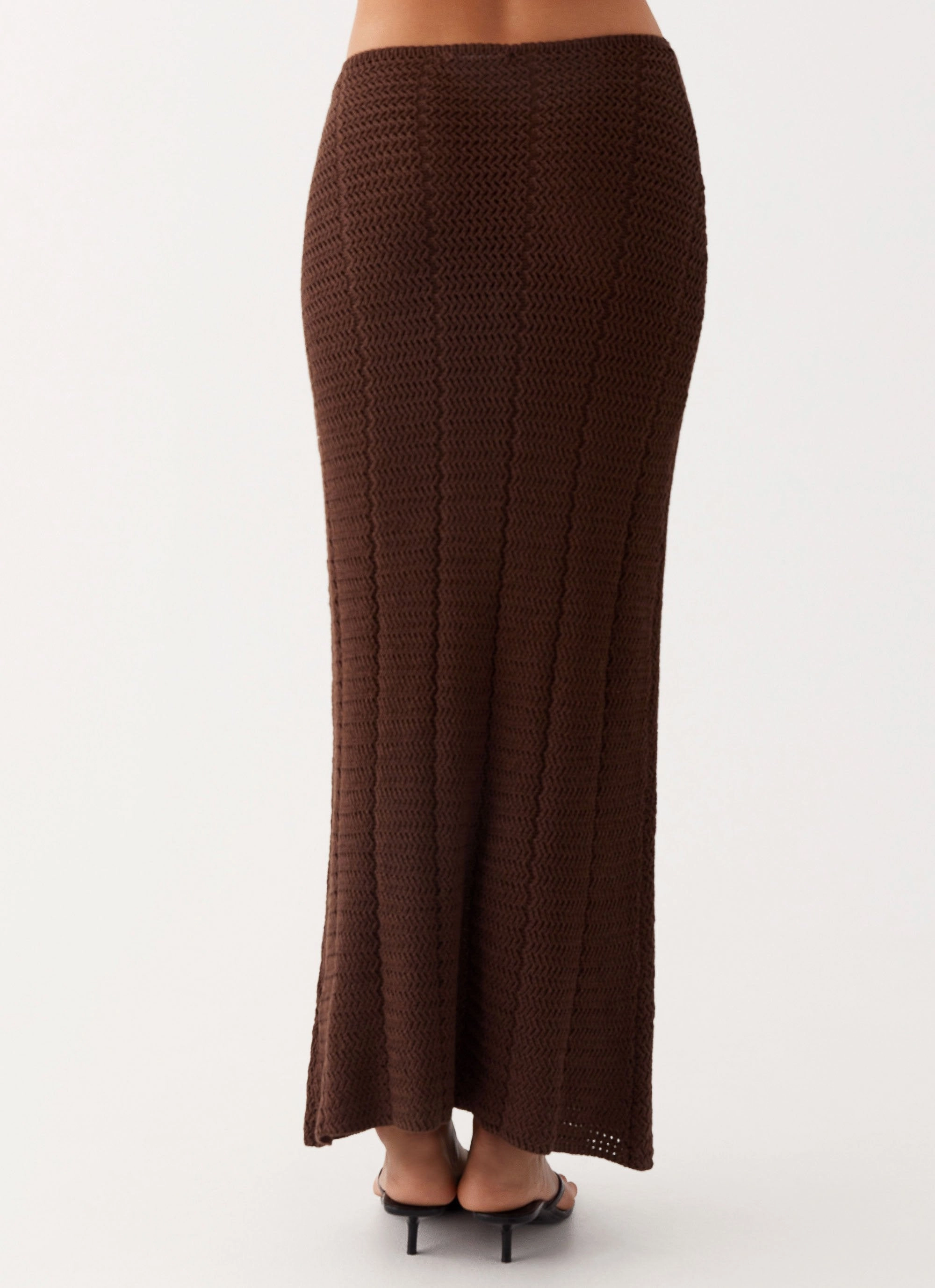 Roll-up style Kelcie Rose Crochet Maxi Skirt - Chocolate