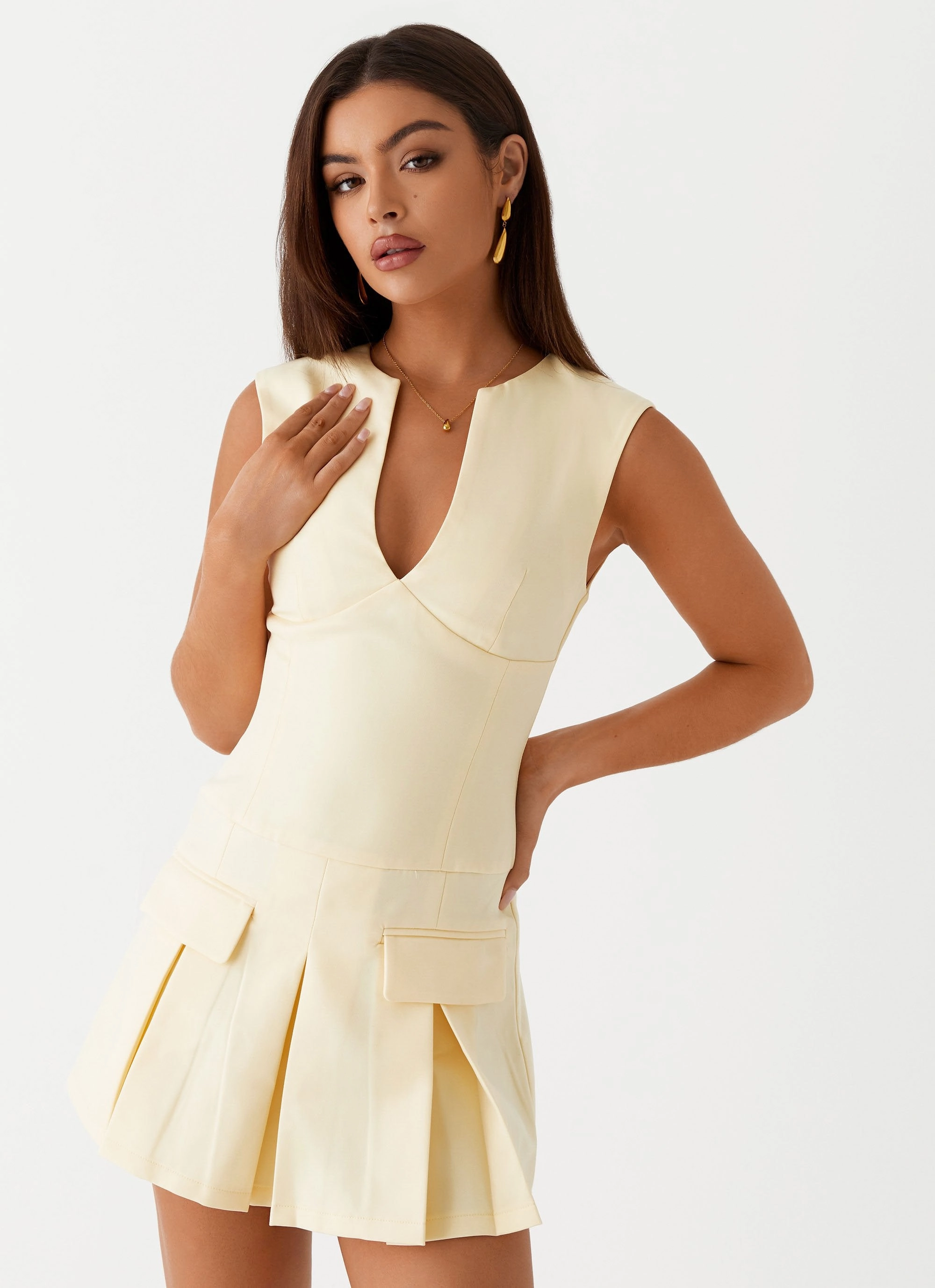 Cassia Mini Dress - Yellow Sheer Layer