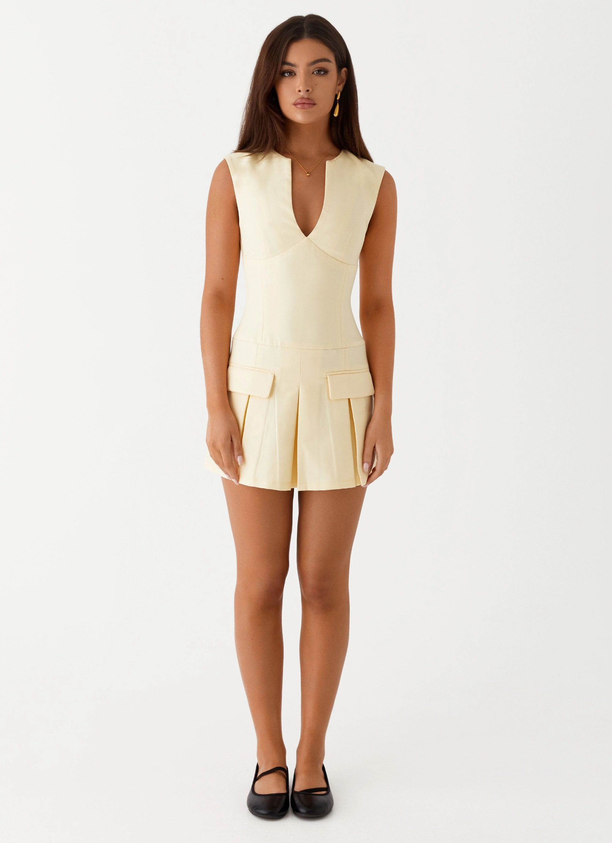 Cassia Mini Dress - Yellow Flow Sleeve Soft Air
