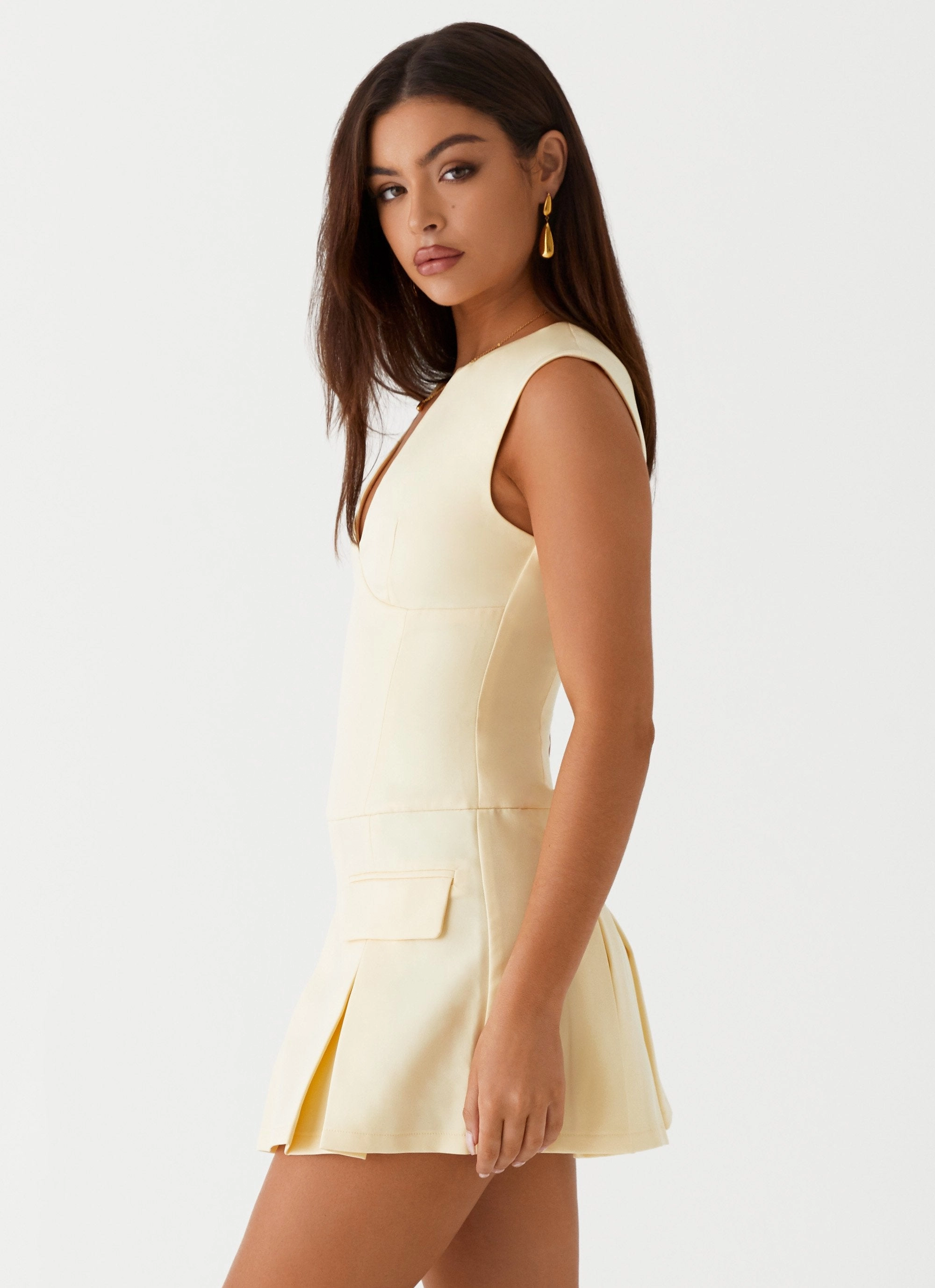 Cassia Mini Dress - Yellow Light and breezy summer dress Anti-Static-Finish