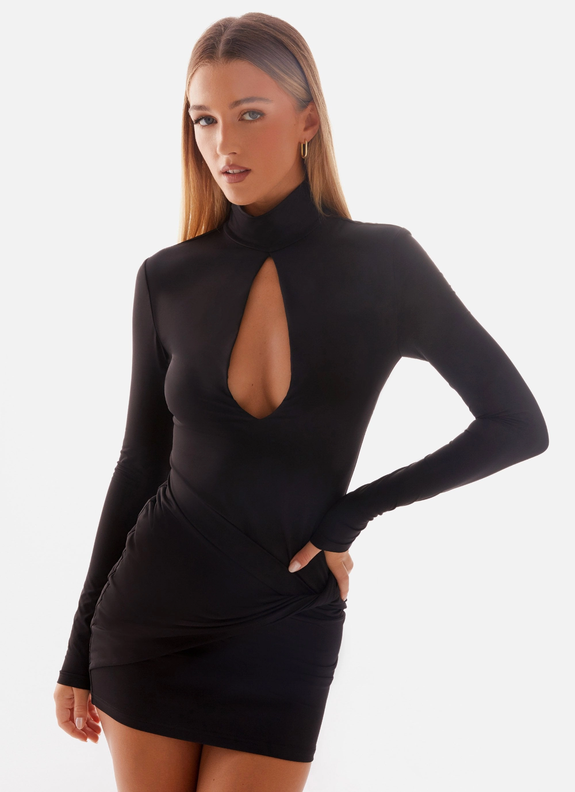 Smart Layers Smart and Relaxed Airlea Long Sleeve Mini Dress - Black