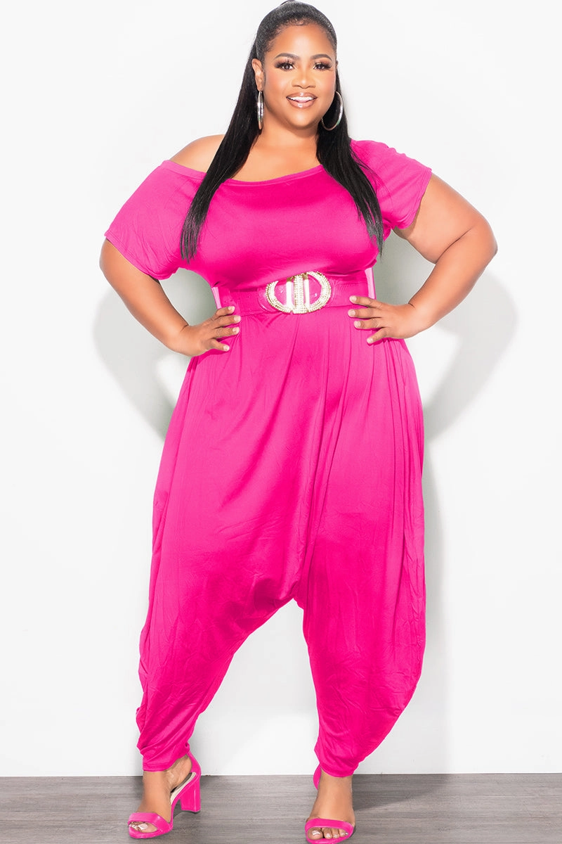 Outdoor Fit Final Sale Plus Size Harem Jumpsuit in Fuchsia