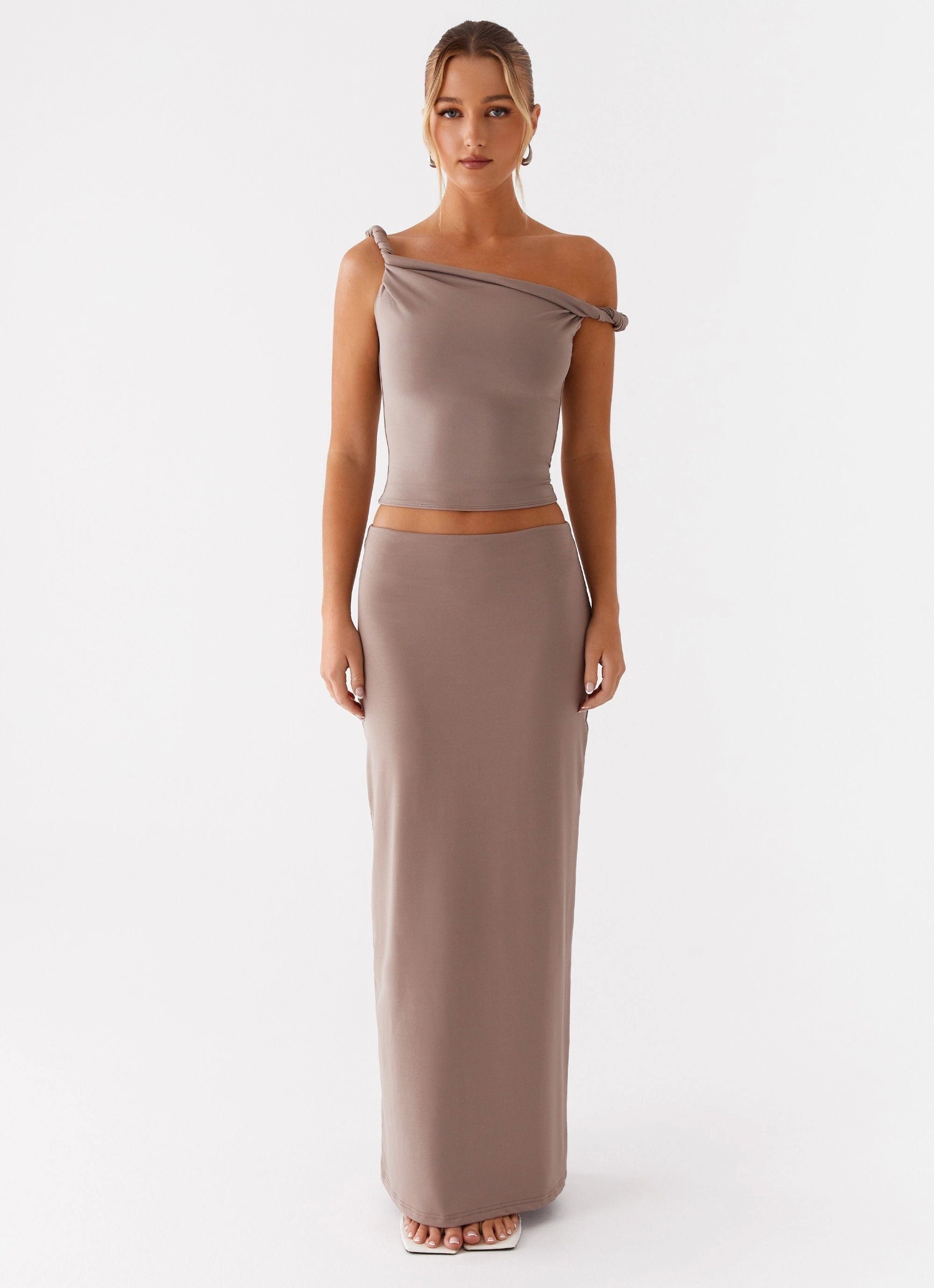 AbrasionGuardTape Ventilated Panels Solace Soul Maxi Skirt - Taupe